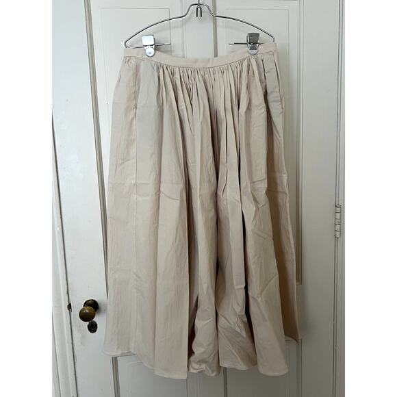 Zara Cotton Midi Ruffly Waist Skirt Collection Ecru 2252/653 NWT XL - Picture 2 of 7